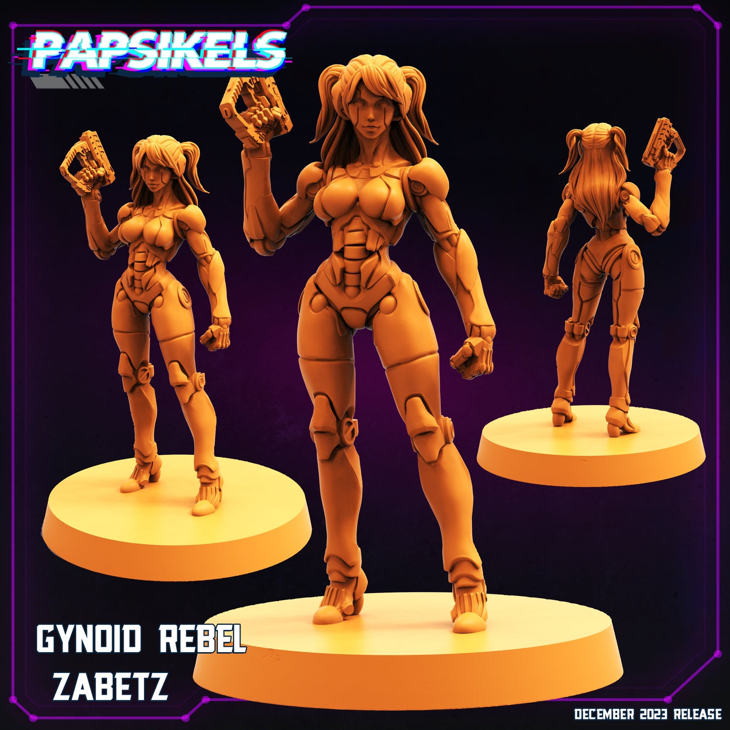 Cyberpunk Gynoid Rebel Zabetz 32mm Miniature - Sci-Fi Tabletop RPG Figure for Futuristic Gaming