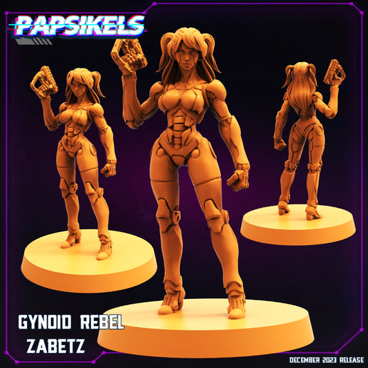 Cyberpunk Gynoid Rebel Zabetz 32mm Miniature - Sci-Fi Tabletop RPG Figure for Futuristic Gaming