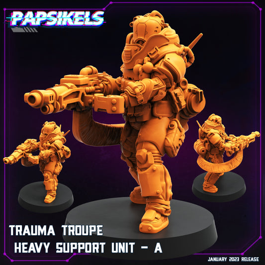 Cyberpunk Trauma Troupe Heavy Support Units 32mm Miniature - Anime-inspired RPG Figurine by Papsikels