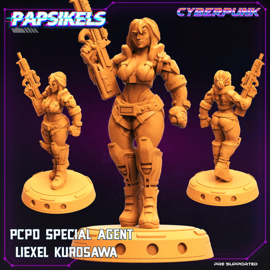 PCPD Special Agent Liexel Kurosawa, Papsikels, Resin Miniature - Tabletop miniature - Fantasy Miniature - 32mm