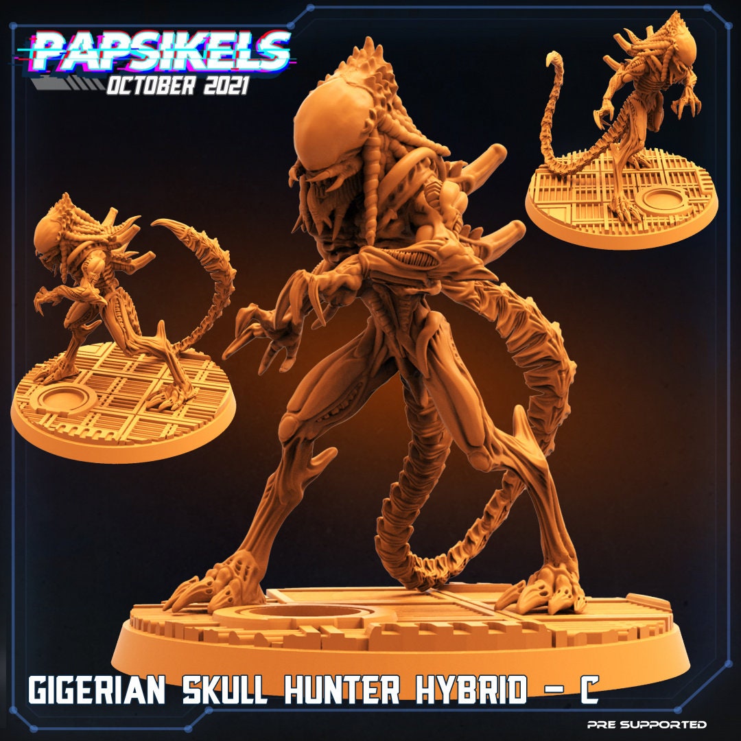 Aliens Vs Humans, Gigerian Skull Hunter Hybrids, Papsikels, 32mm Mini