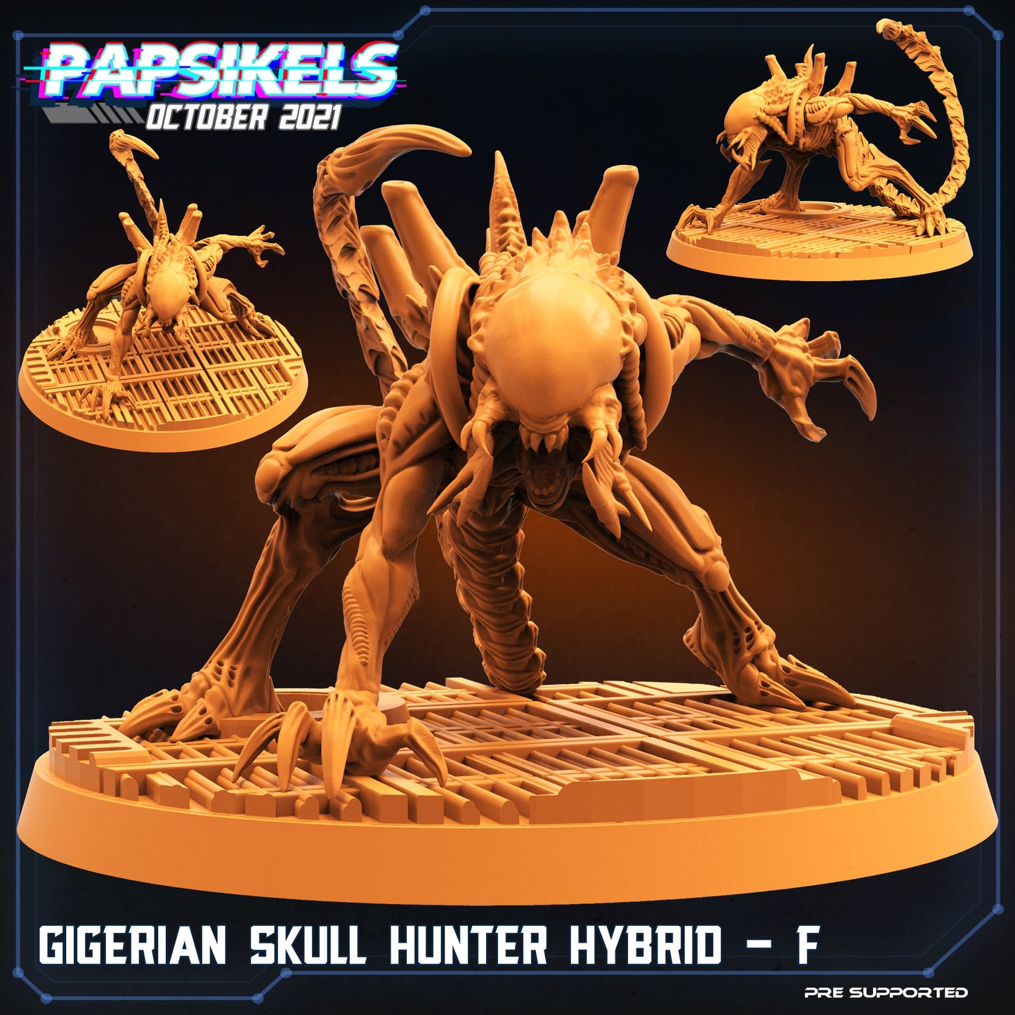 Aliens Vs Humans, Gigerian Skull Hunter Hybrids, Papsikels, 32mm Mini