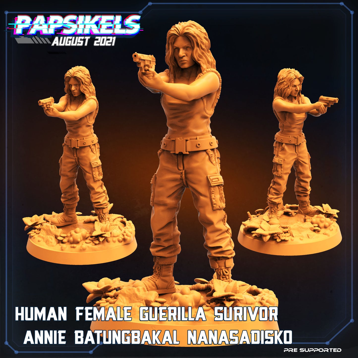 Skull HuntersHuman Female Guerilla Survivor Annie, Papsikels, Resin Miniature - Tabletop miniature - Fantasy Miniature - 32mm