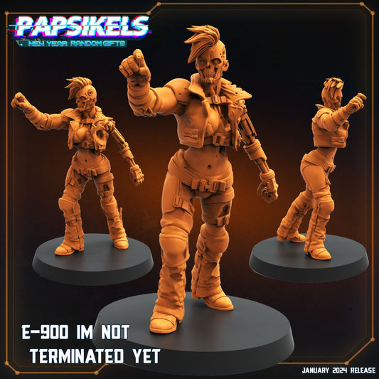 Female E-900 Terminator Miniature | 32mm Resin Figure for Tabletop RPG | Sci-Fi Alien Hunter