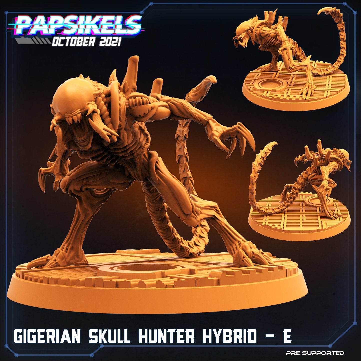 Aliens Vs Humans, Gigerian Skull Hunter Hybrids, Papsikels, 32mm Mini