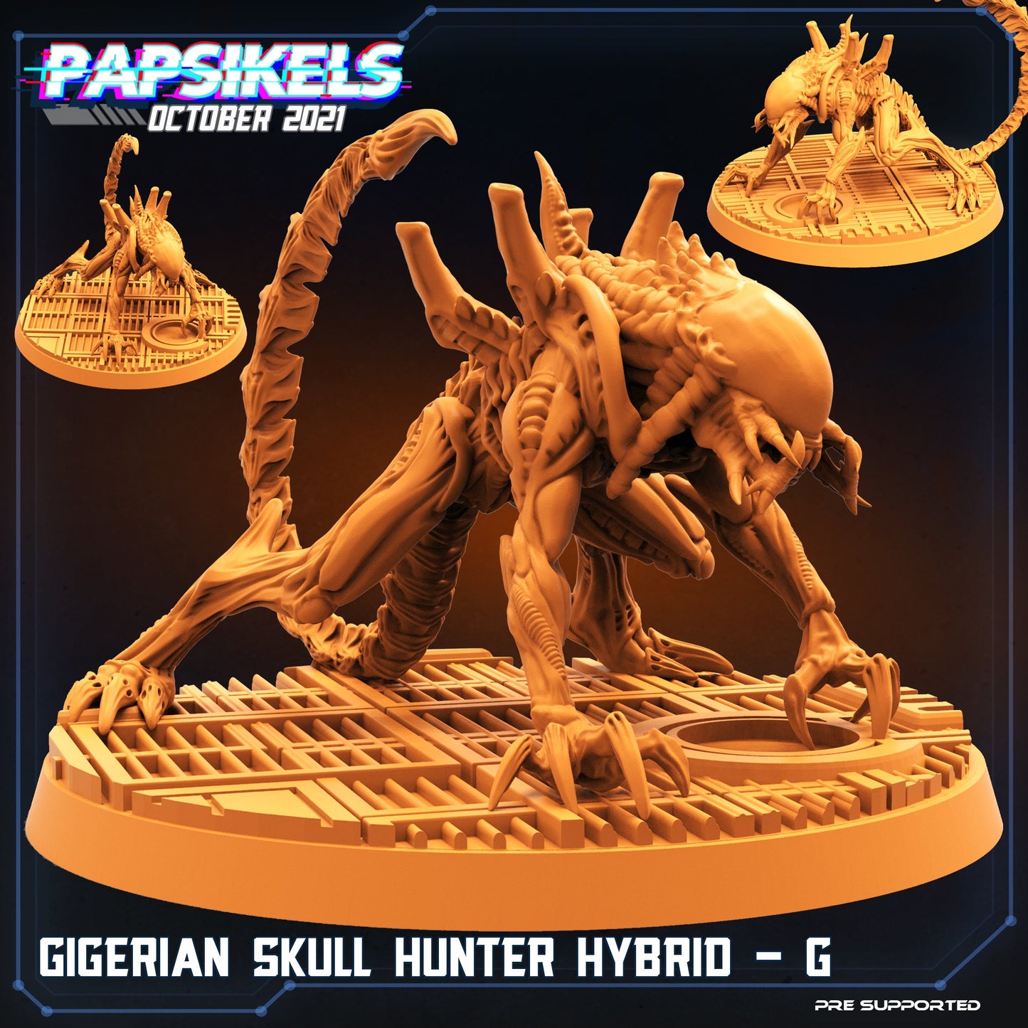 Aliens Vs Humans, Gigerian Skull Hunter Hybrids, Papsikels, 32mm Mini