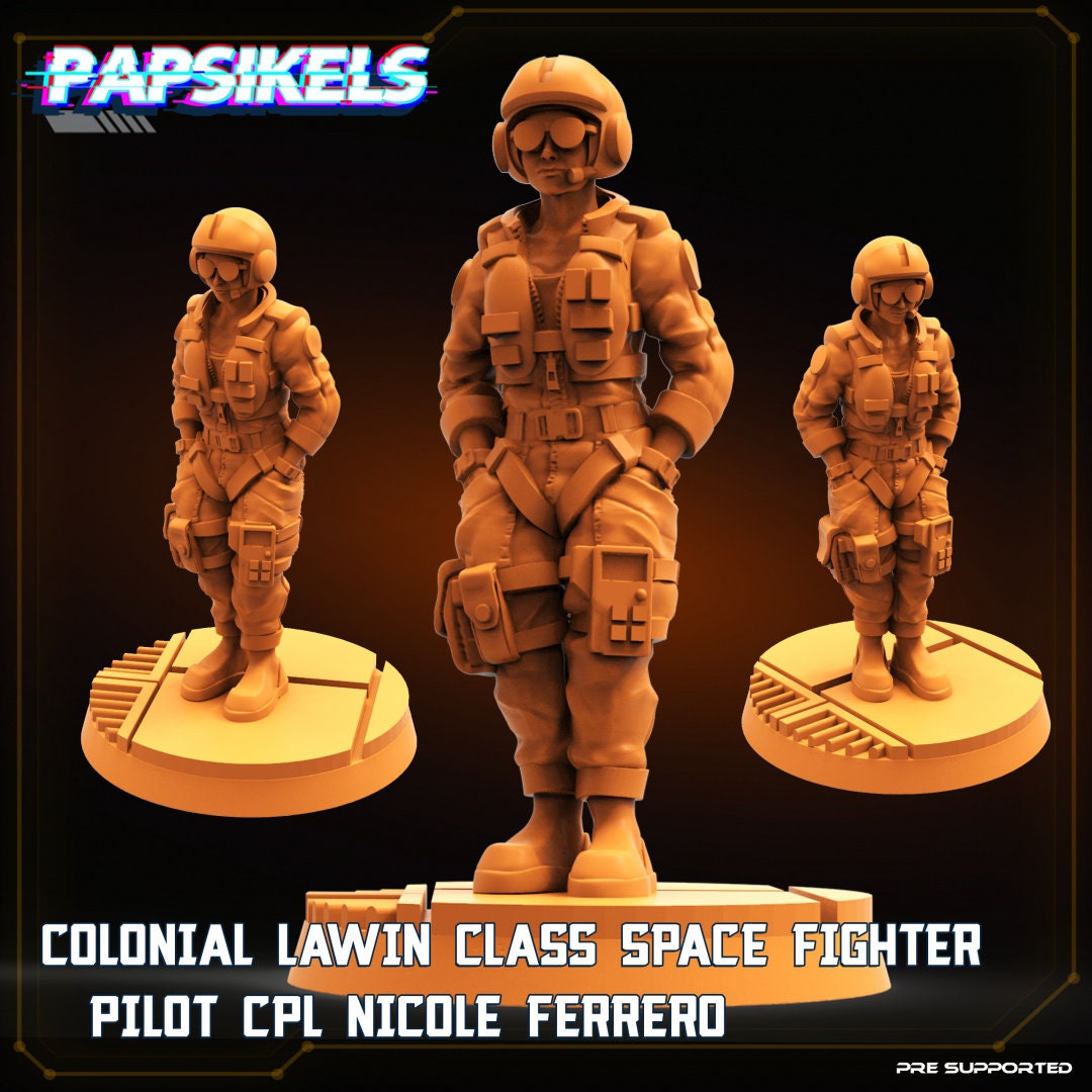 Colonial Lawin Class Space Fighter Pilot Cpl Nicole Ferrero | PAPSIKELS | 3D Printed Miniature | 32mm Miniatures