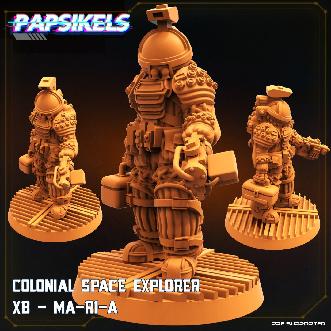 Colonial Space Explorer XB-MA-RI-A | Papsikels | 3D Printed Miniature | 32mm Miniatures