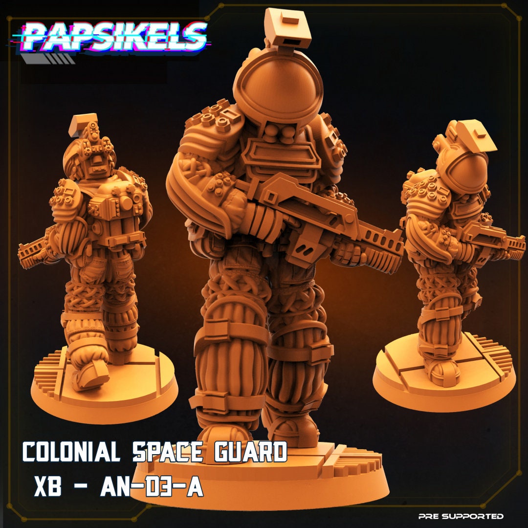 Colonial Space Guard XB-AN-D3-A | Papsikels | 3D Printed Miniature | 32mm Miniatures