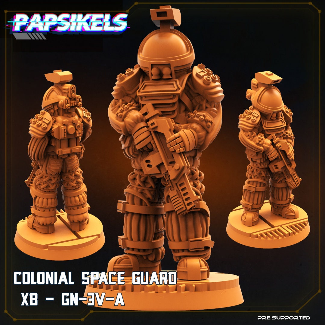Colonial Space Guard XB-GN-3V-A | Papsikels | 3D Printed Miniature | 32mm Miniatures