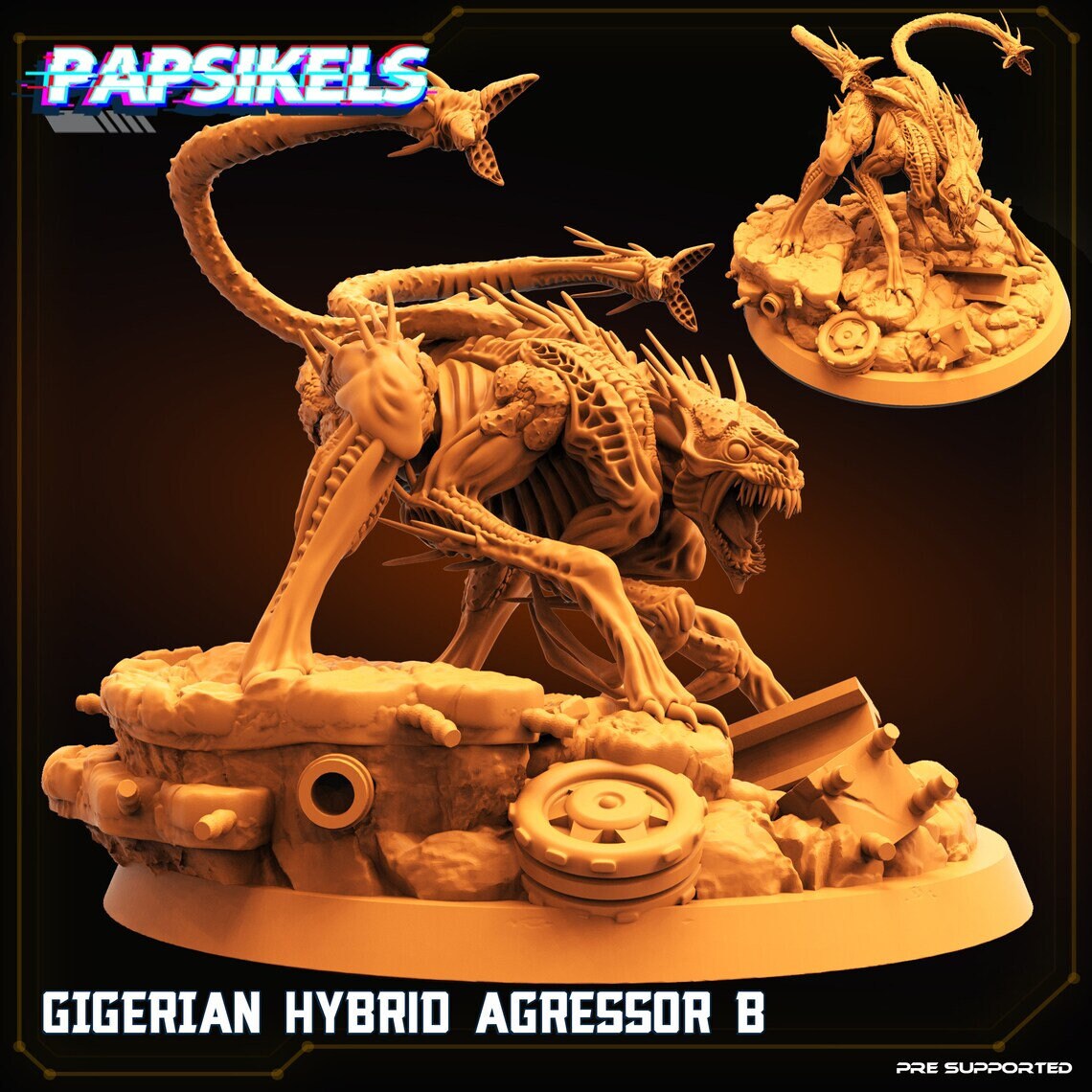 Aliens Vs Humans, Gigerian Hybrid Agressors, Papsikels, 32mm Mini