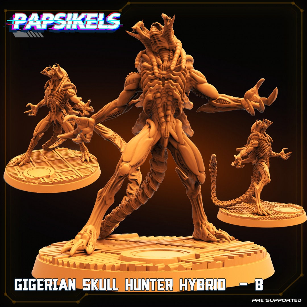Aliens Vs Humans, Gigerian Skull Hunter Hybrids, Papsikels, 32mm Mini