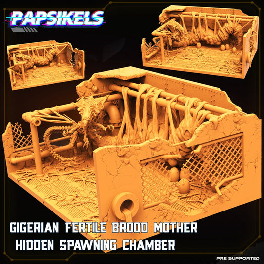 Gigerian Fertile Brood Mother Hidden Spawning Chamber, miniature sculpted by Papsikels. Mini wargaming/ Wargames/ TTRPG/ Cyberpunk