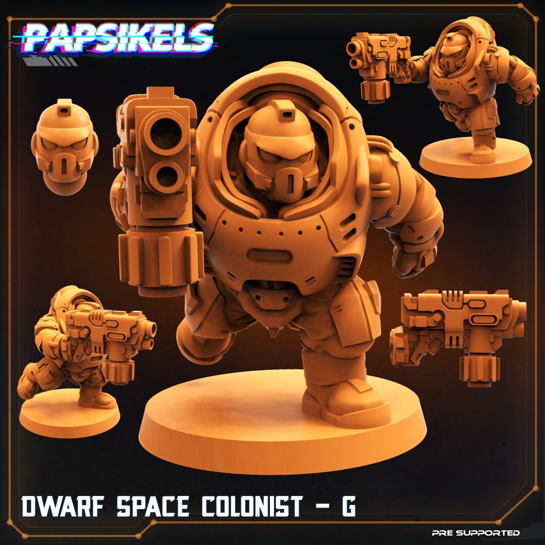 Dwarf Space Colonists , Papsikels, 32mm Mini
