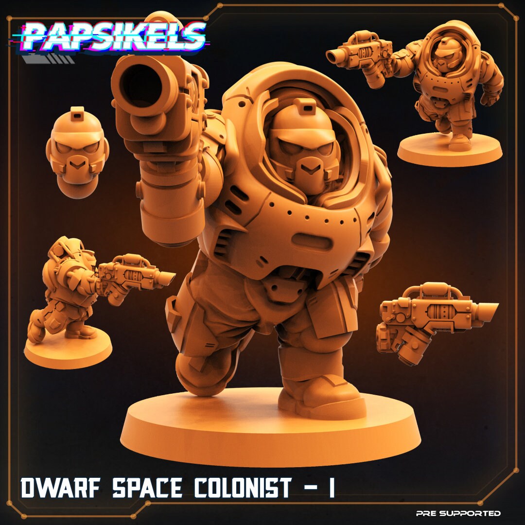 Dwarf Space Colonists , Papsikels, 32mm Mini
