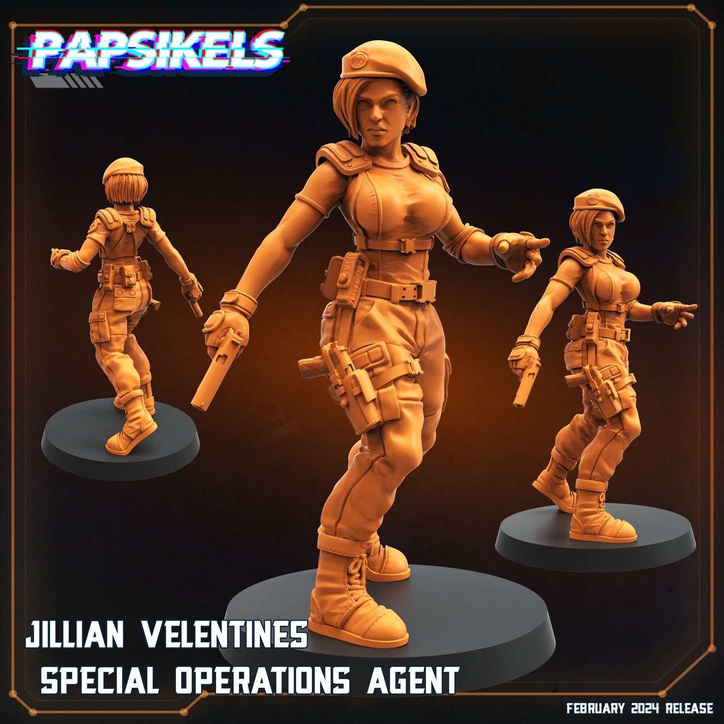 Jillian Velentines Special Operations Agent - Resident Evil | 8 Days of February | Papsikels, Resin Miniature - Tabletop Miniature - 32mm