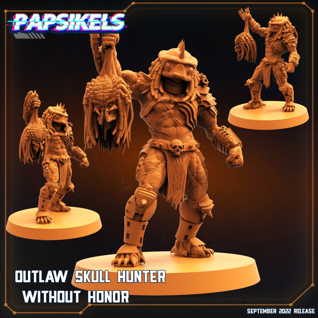 Skull Hunters - Outlaw Skull Hunter Without Honor | Papsikels, Resin Miniature - Tabletop Miniature - 32mm