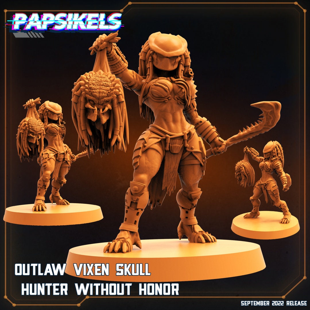 Skull Hunters - Outlaw Vixen Skull Hunter Without Honor | Papsikels, Resin Miniature - Tabletop Miniature - 32mm