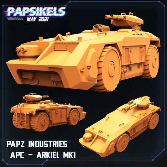 Papz Industries APC Arkiel MK1, miniature sculpted by Papsikels. Mini wargaming/ Wargames/ TTRPG/ Cyberpunk