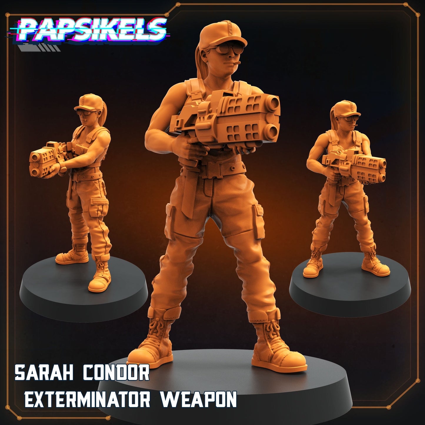 Sarah Condor - Exterminator Weapon | 8 Days of February | Papsikels, Resin Miniature - Tabletop Miniature - 32mm