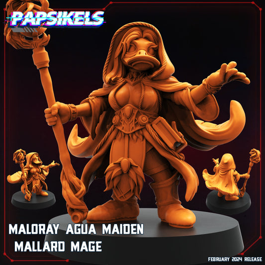 Maloray Agua Maiden Mallard Mage | Papsikels, Resin Miniature - Tabletop miniature - Fantasy Miniature - 32mm or 75mm
