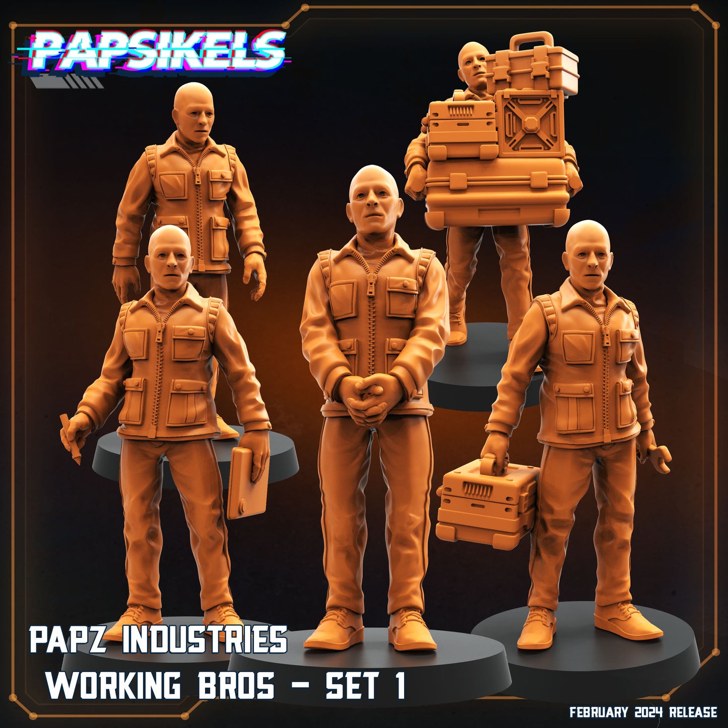 Aliens Vs Humans, Working Bros Set 1 / Working Joes , Papsikels, 32mm Mini