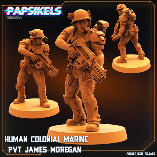 Human Colonian Marine Pvt James Moregan, Papsikels, 32mm Mini
