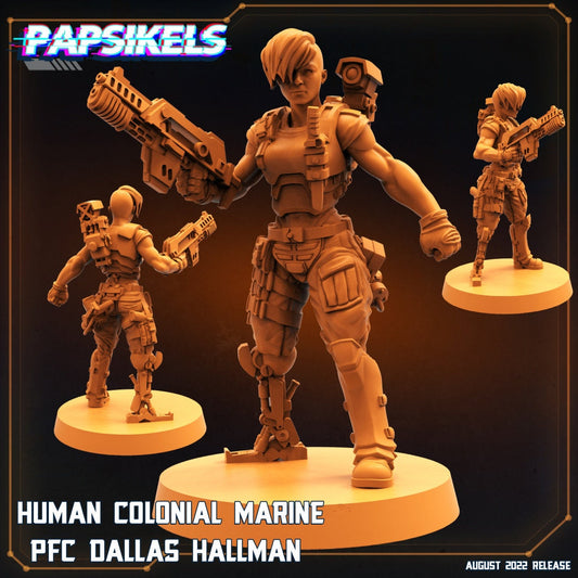 Human Colonian Marine PFC Dallas Hallman, Papsikels, 32mm Mini