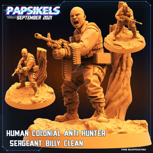Human Colonial Anti Hunter Billy Clean | Skull Hunters | PAPSIKELS | 3D Printed Miniature |  32mm Miniatures