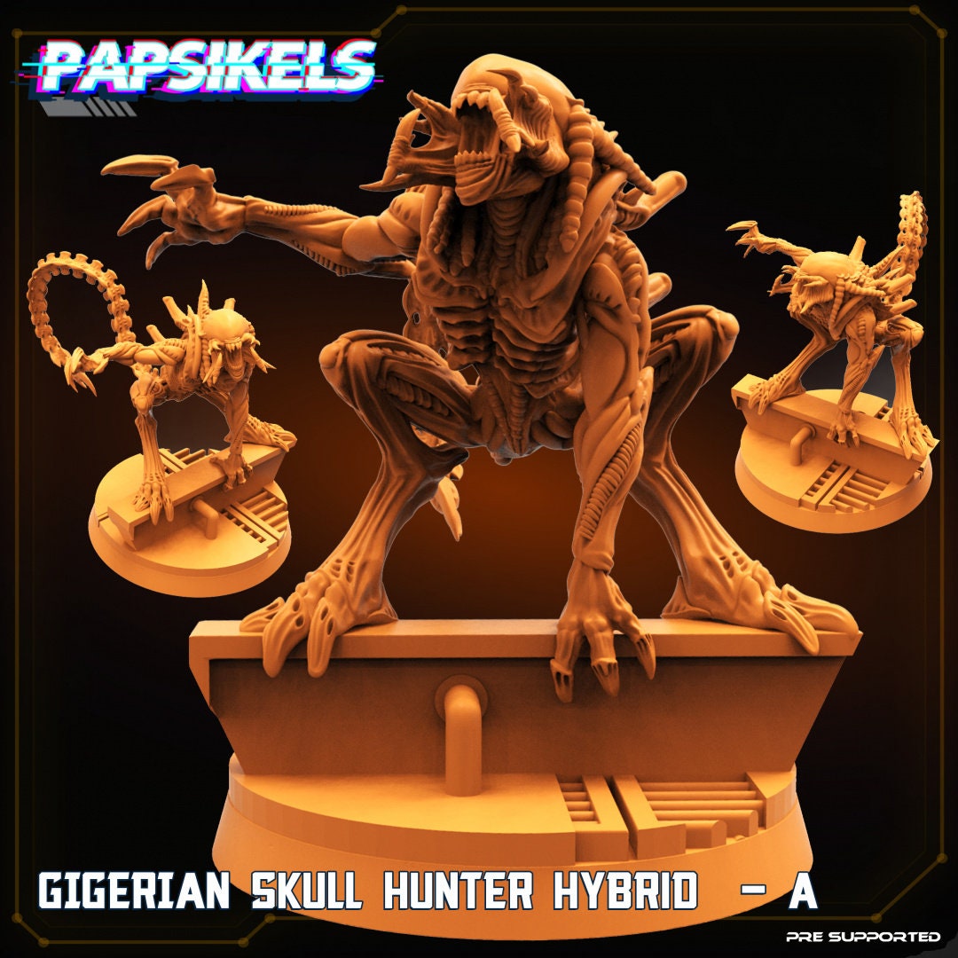 Aliens Vs Humans, Gigerian Skull Hunter Hybrids, Papsikels, 32mm Mini