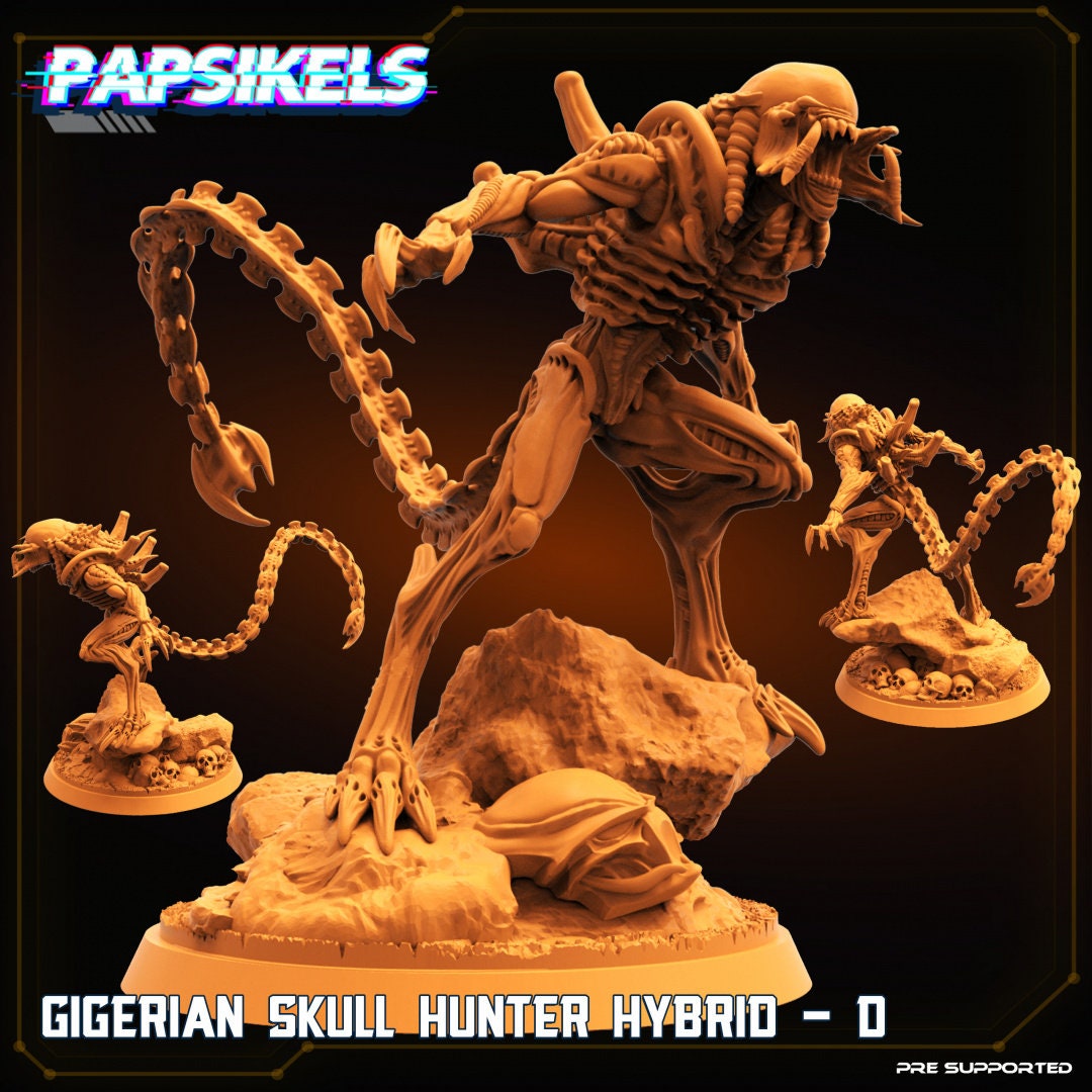 Aliens Vs Humans, Gigerian Skull Hunter Hybrids, Papsikels, 32mm Mini
