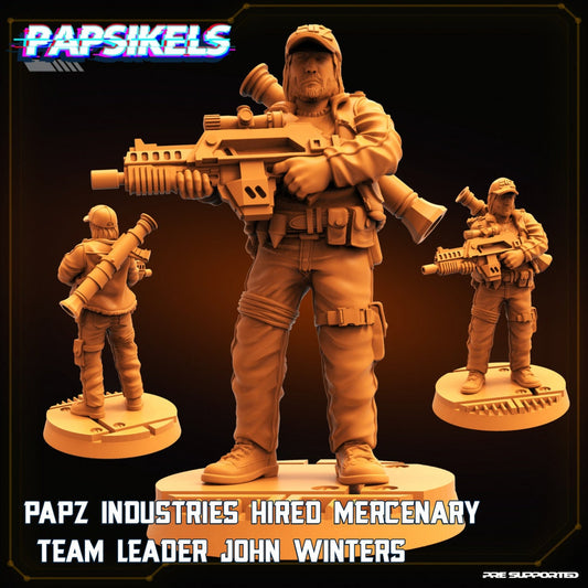 Papz Industries Hired Mercenary Team Leader John Winters, Papsikels, 32mm Mini