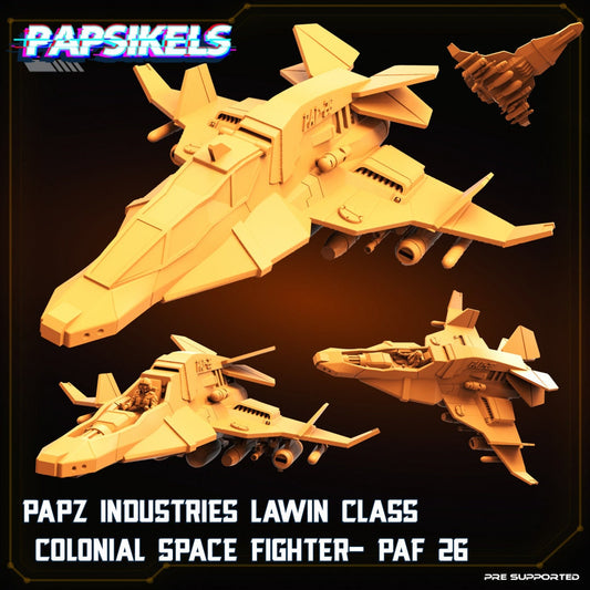 Papz Industries Lawin Class Colonial Space Fighter - PAF 26, miniature sculpted by Papsikels. Mini wargaming/ Wargames/ TTRPG/ Cyberpunk