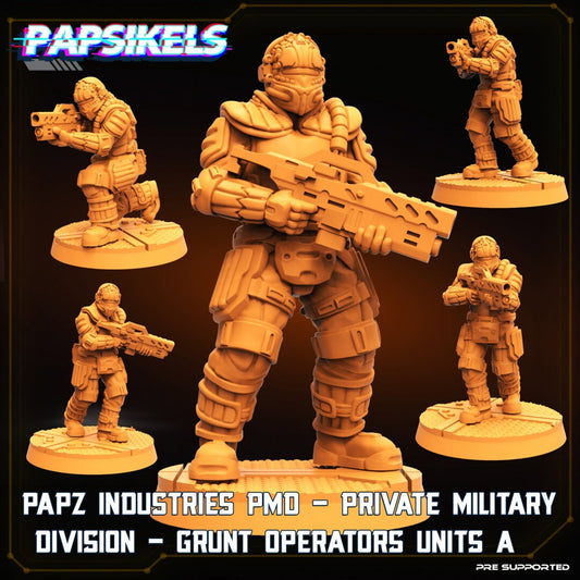 Papz Industries PMD - Private Miliary Division - Grunt Operators - Set of 5 Models , Papsikels, 32mm Mini
