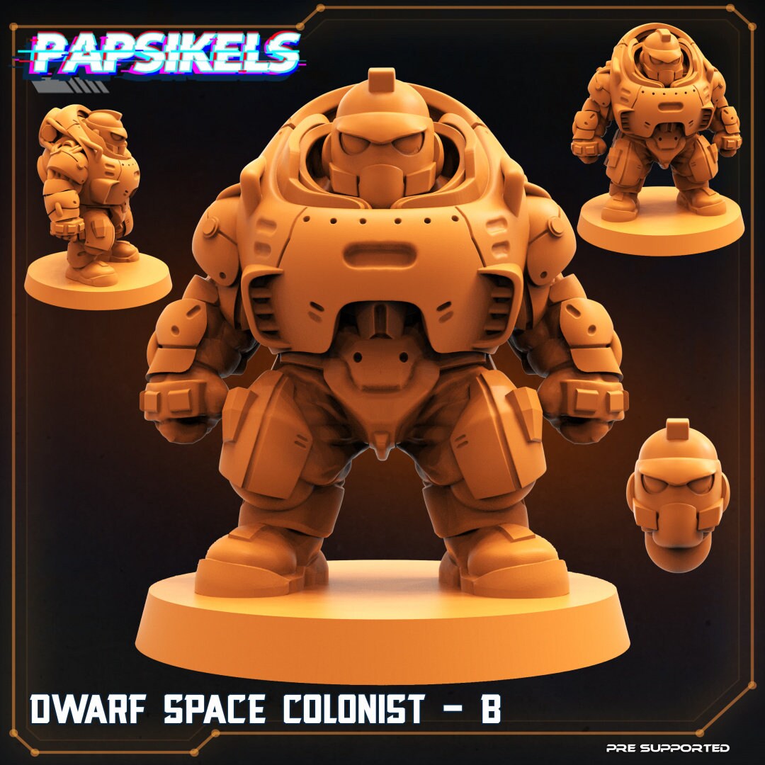 Dwarf Space Colonists , Papsikels, 32mm Mini
