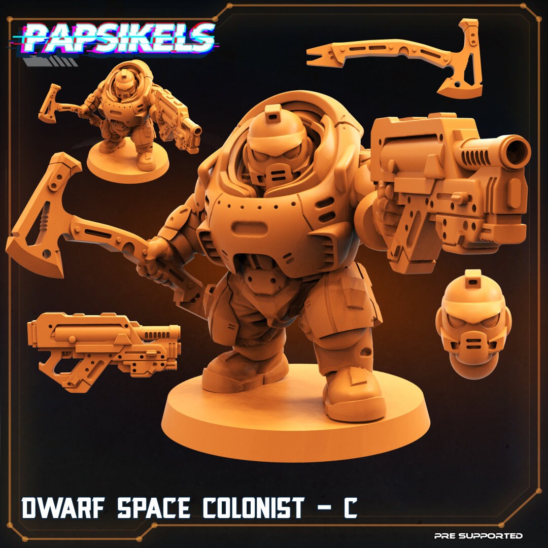 Dwarf Space Colonists , Papsikels, 32mm Mini