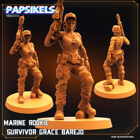 Marine Rookie Survivor Grace Barejo - Papsikels, Resin - Tabletop miniature - 32mm