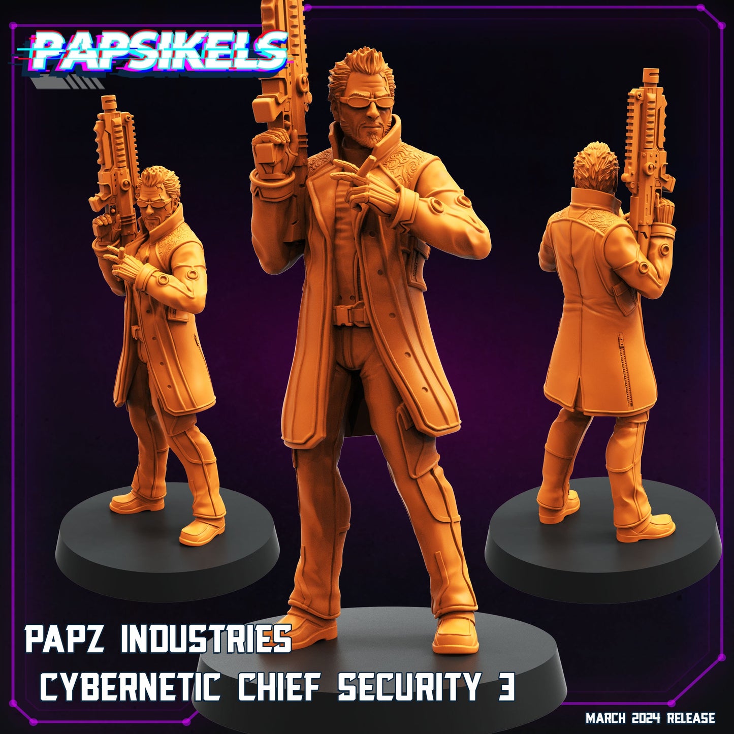 Cyberpunk, Papz Industries Cybernetic Chief Security, Cyberpunk, Papsikels, 32mm or 75mm Mini