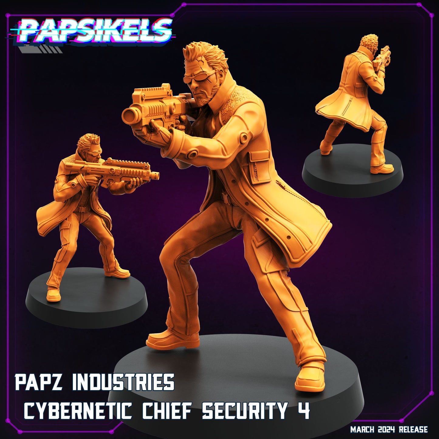 Cyberpunk, Papz Industries Cybernetic Chief Security, Cyberpunk, Papsikels, 32mm or 75mm Mini