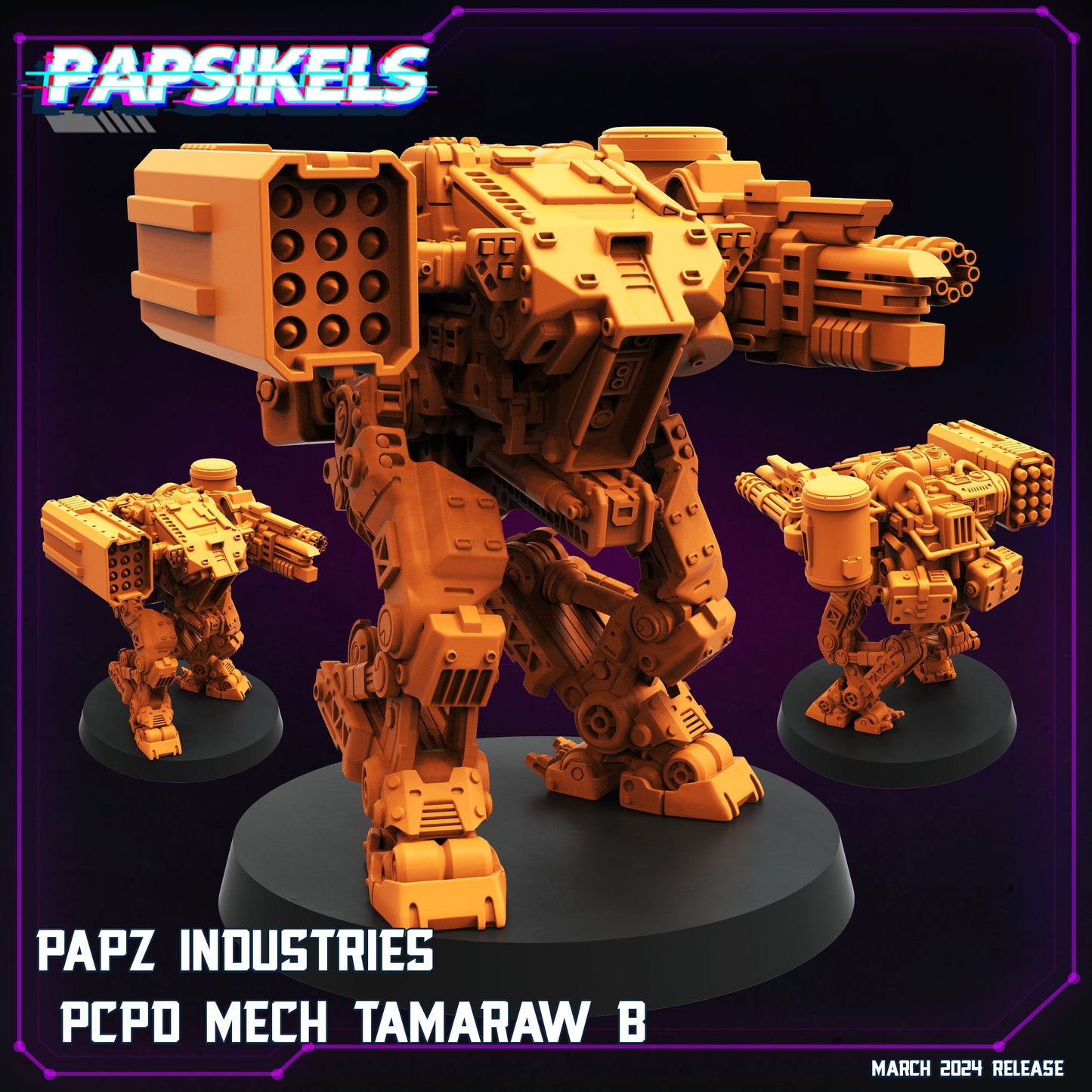 Papz Industries PCPD Mech Tamaraw | Papsikels, Resin Miniature - Tabletop Miniature - 32mm