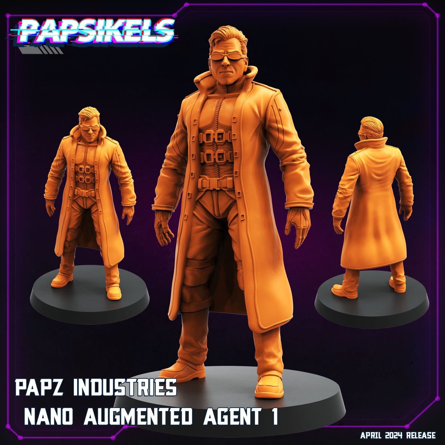 Cyberpunk, Papz Industries Nano Augmented Agent, Cyberpunk, Papsikels, 32mm or 75mm Mini
