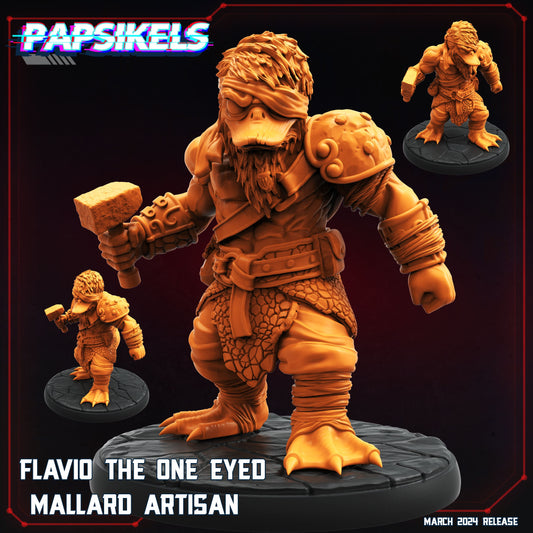 Flavio The One Eyed Mallard Artisan | Papsikels, Resin Miniature - Tabletop miniature - Fantasy Miniature - 32mm or 75mm