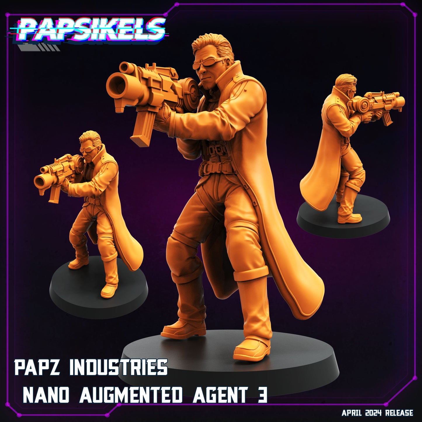 Cyberpunk, Papz Industries Nano Augmented Agent, Cyberpunk, Papsikels, 32mm or 75mm Mini
