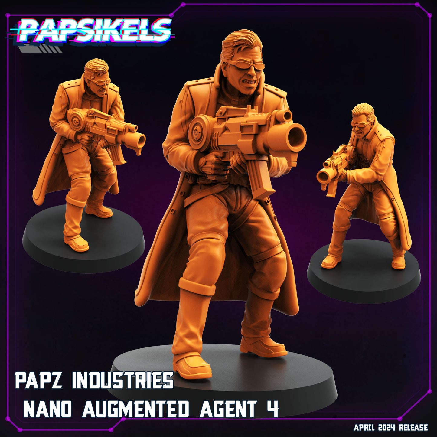 Cyberpunk, Papz Industries Nano Augmented Agent, Cyberpunk, Papsikels, 32mm or 75mm Mini