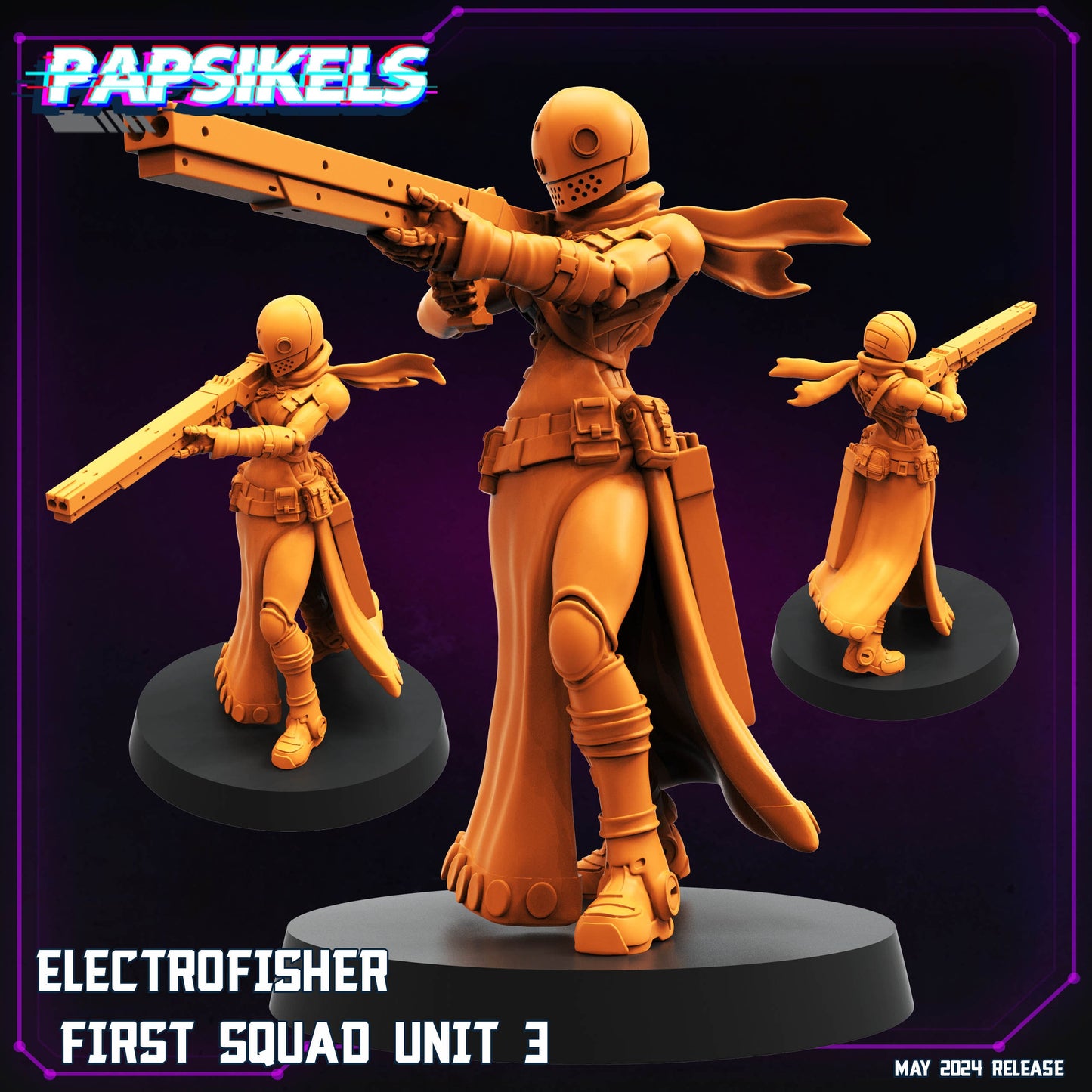 Cyberpunk, Electrofisher First Squad Units - Anime, Papsikels, 32mm Mini