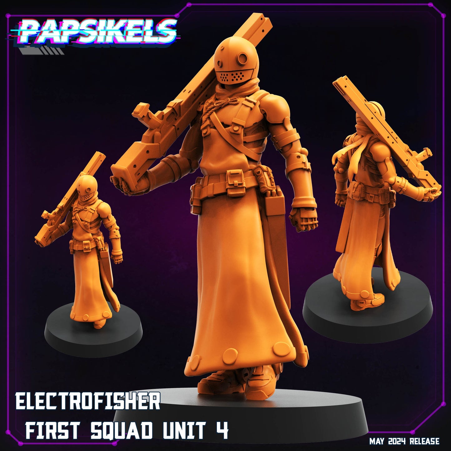 Cyberpunk, Electrofisher First Squad Units - Anime, Papsikels, 32mm Mini
