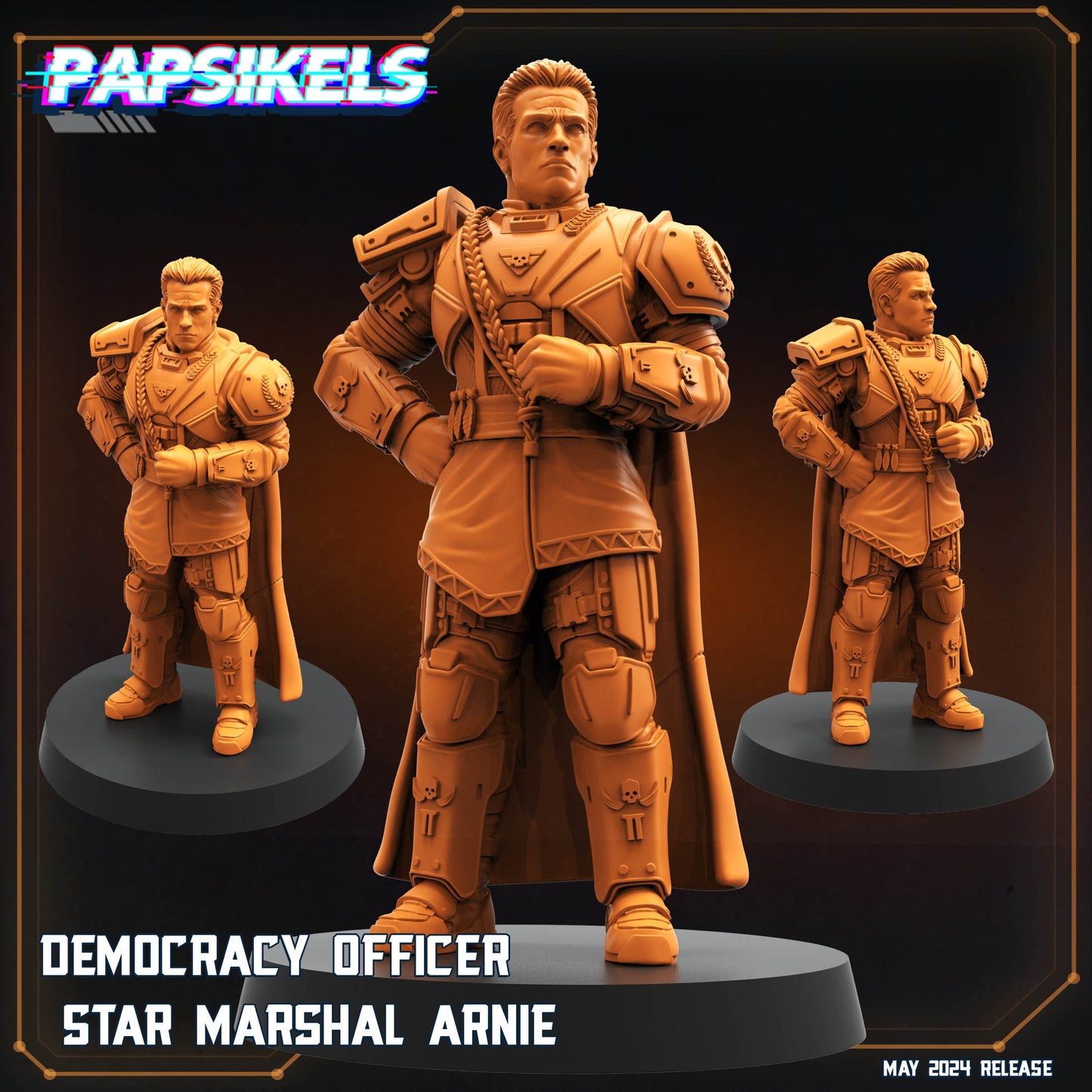 Democracy Trooper Officer Star Marshal Arnie | Helljumpers | Papsikels | 32mm Miniature