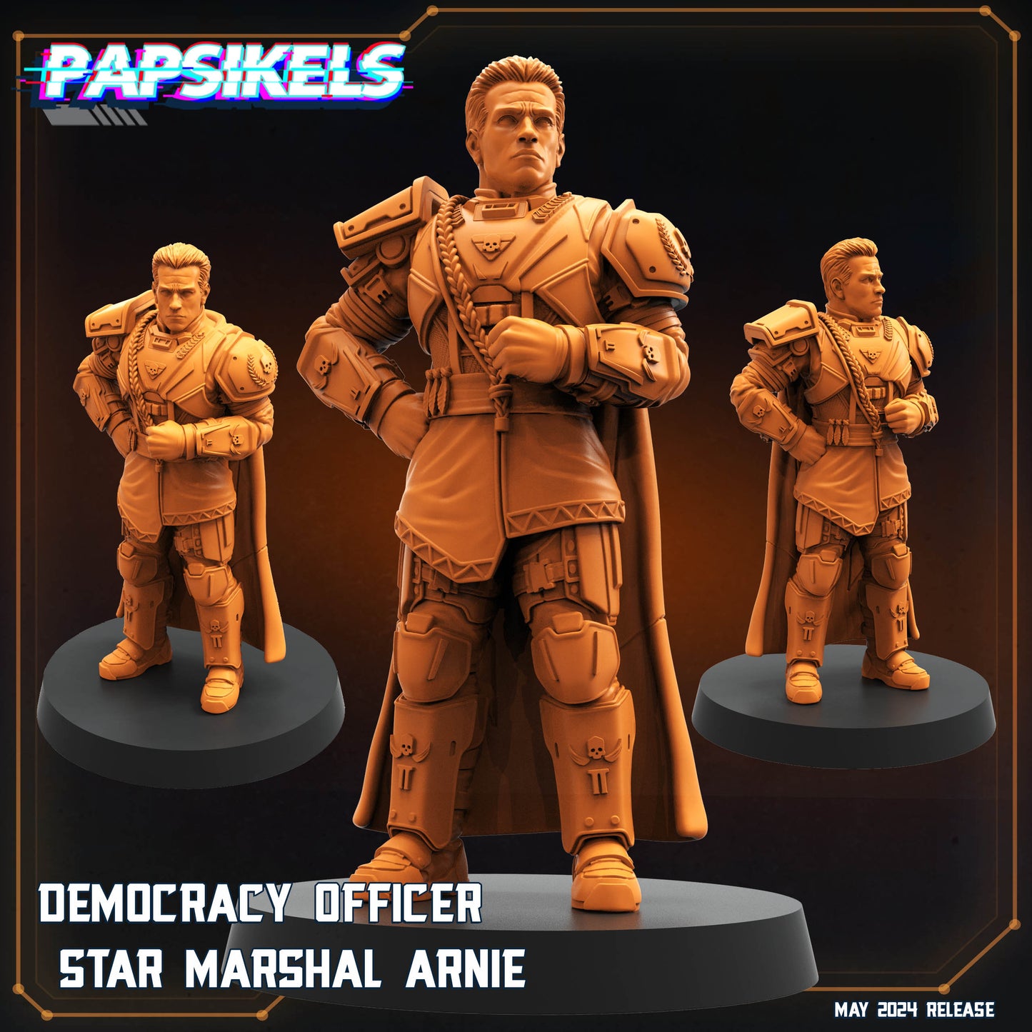 Democracy Trooper Officer Star Marshal Arnie | Helljumpers | Papsikels | 32mm Miniature