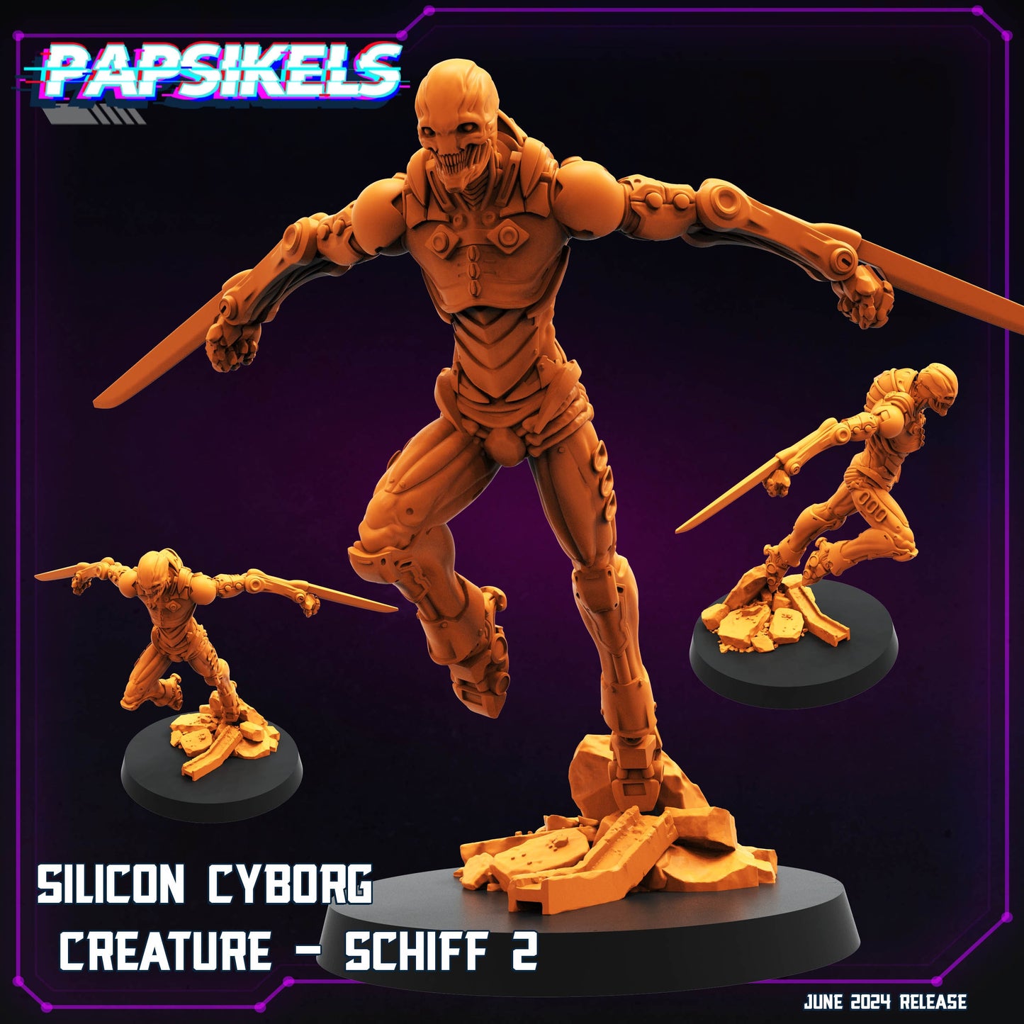 Cyberpunk, Silicon Cyborg Creature Schiffs - Blame Anime, Papsikels, 32mm or 75mm Mini