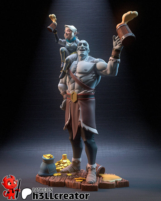 Grog and Pike from Critical Role - Legends of Vox Machina (fan art) | Miniature scale 1:15 | h3LL Creator | DIY Model Kit